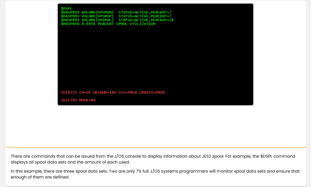 Configuring JES2 JES2 Spool Data Sets: Configuring JES2 - Display Spool screenshot