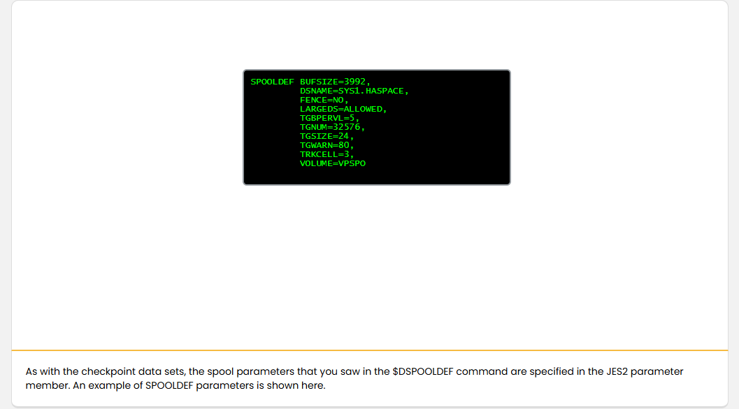 Configuring JES2 JES2 Spool Data Sets: Configuring JES2 - Spool Parameters screenshot